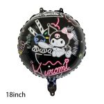18" Black Round Kuromi Themed Foil Balloon (Unpacked)