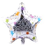 18" Silver "Happy Birthday" Star Shaped Foil Balloon (Unpacked)