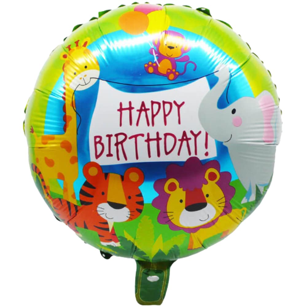 61JS4rYlTvL._SL1000_.jpg 18" Round Mylar Jungle Animal Theme Foil Balloon (Unpacked) - Image 1