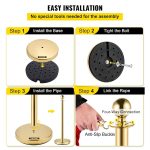 4x Bollards Stanchion Post Crowd Barriers 3x Black Twisted Rope - Image 4