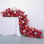 Artificial Red Pink Rose Flower Table Runner 43cm×100cm