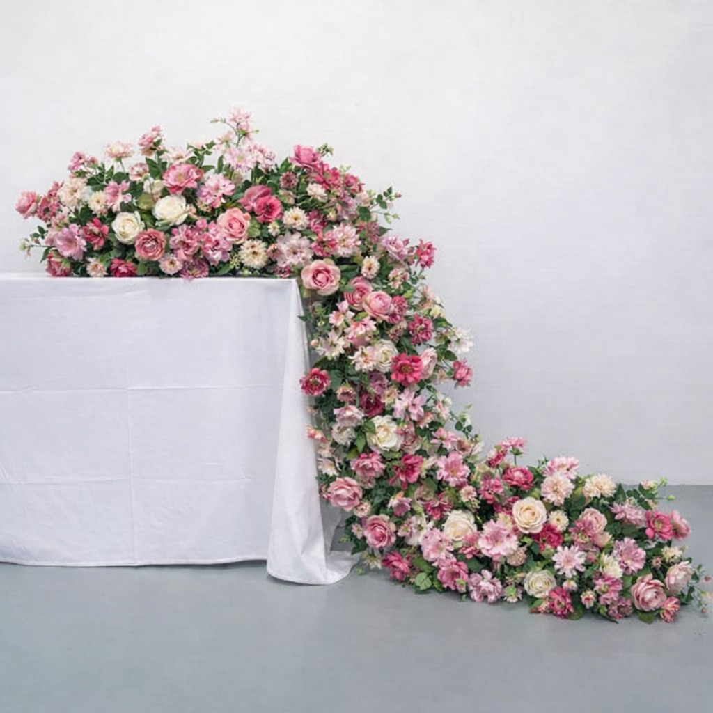 WhatsApp Image 2026-03-25 at 9.43.51 PM Artificial Pink Cream Rose Flower Table Runner 43cm×100cm - Image 1