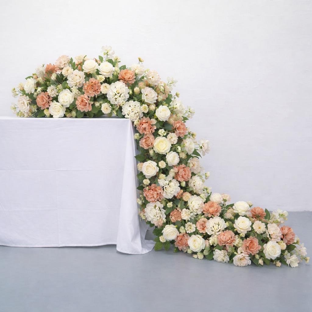 WhatsApp Image 2026-03-25 at 9.43.55 PM (3) Artificial Peach White Rose Flower Table Runner 43cm×100cm - Image 1