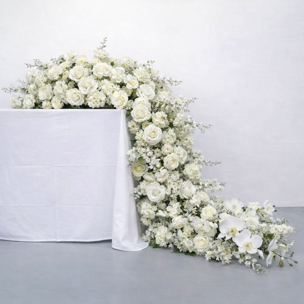 WhatsApp Image 2026-03-25 at 9.43.56 PM (2) Artificial White Rose Flower Table Runner 43cm×100cm - Image 1