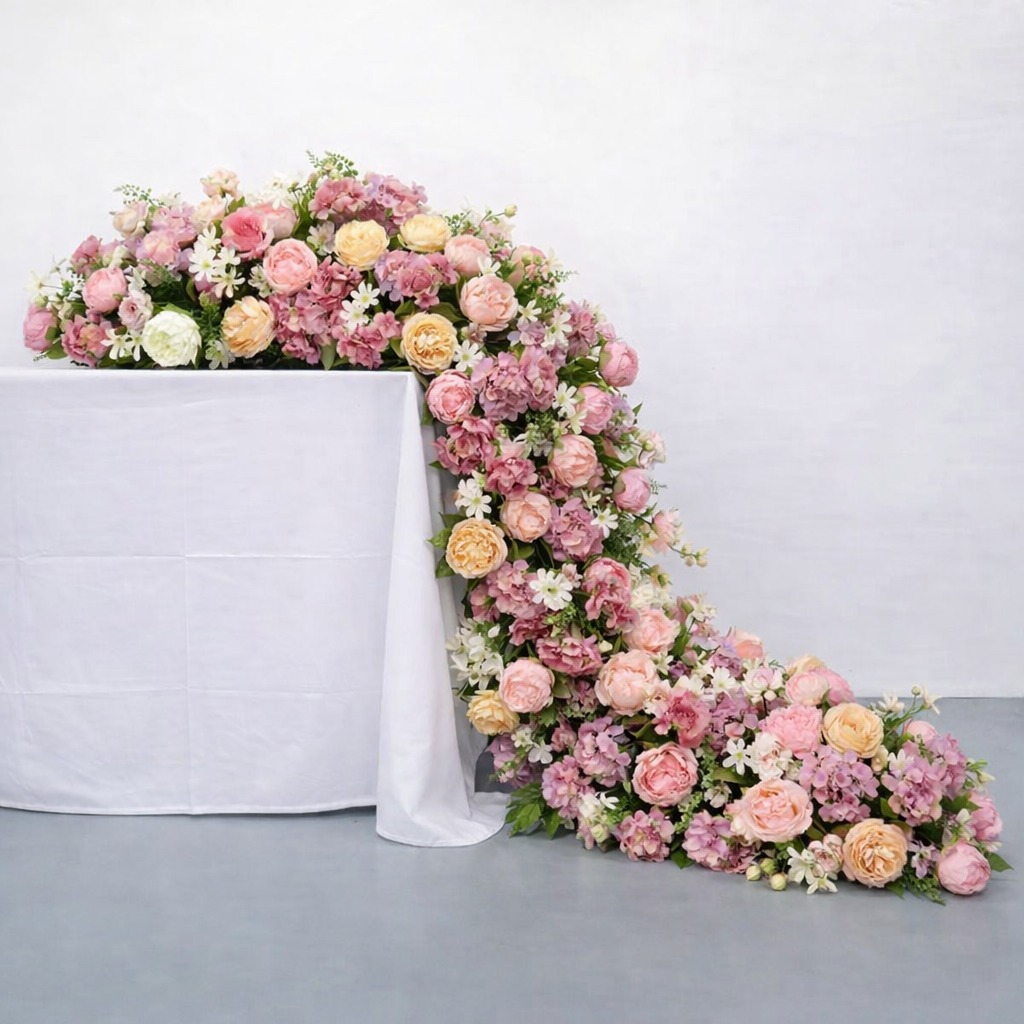 WhatsApp Image 2026-03-25 at 9.43.56 PM (3) Artificial Pink Peach Rose Flower Table Runner 43cm×100cm - Image 1