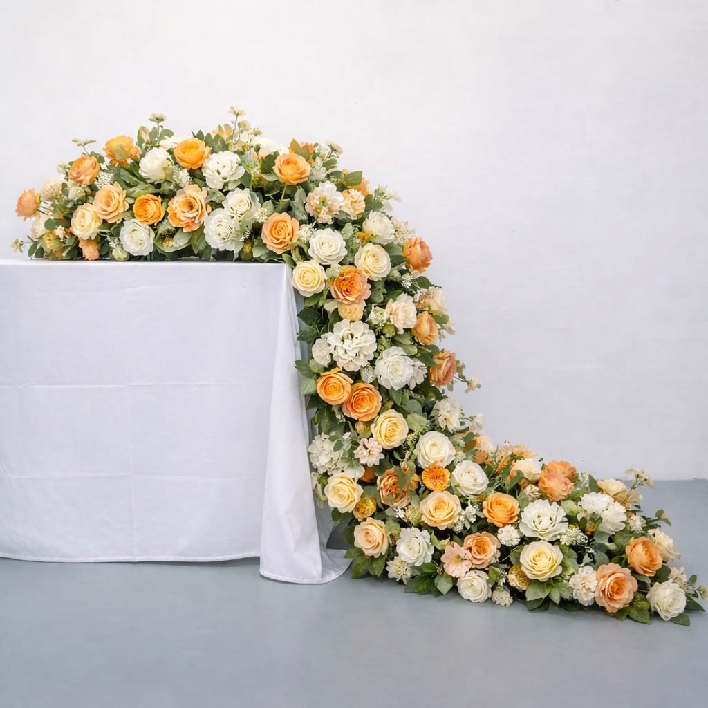 WhatsApp Image 2026-03-25 at 9.43.57 PM (1) Artificial Yellow White Rose Flower Table Runner 43cm×100cm - Image 1