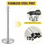 2x Silver Bollards Crowd Barriers 1x Black Twisted Rope - Image 3