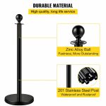 3x Black Bollards Crowd Barriers 2x Red Twisted Rope - Image 5