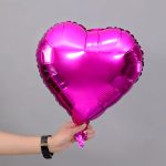 18" Dark Pink Heart Shape Metallic Foil Balloon (Unpacked)