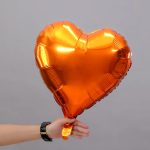 18" Orange Heart Shape Metallic Foil Balloon (Unpacked)