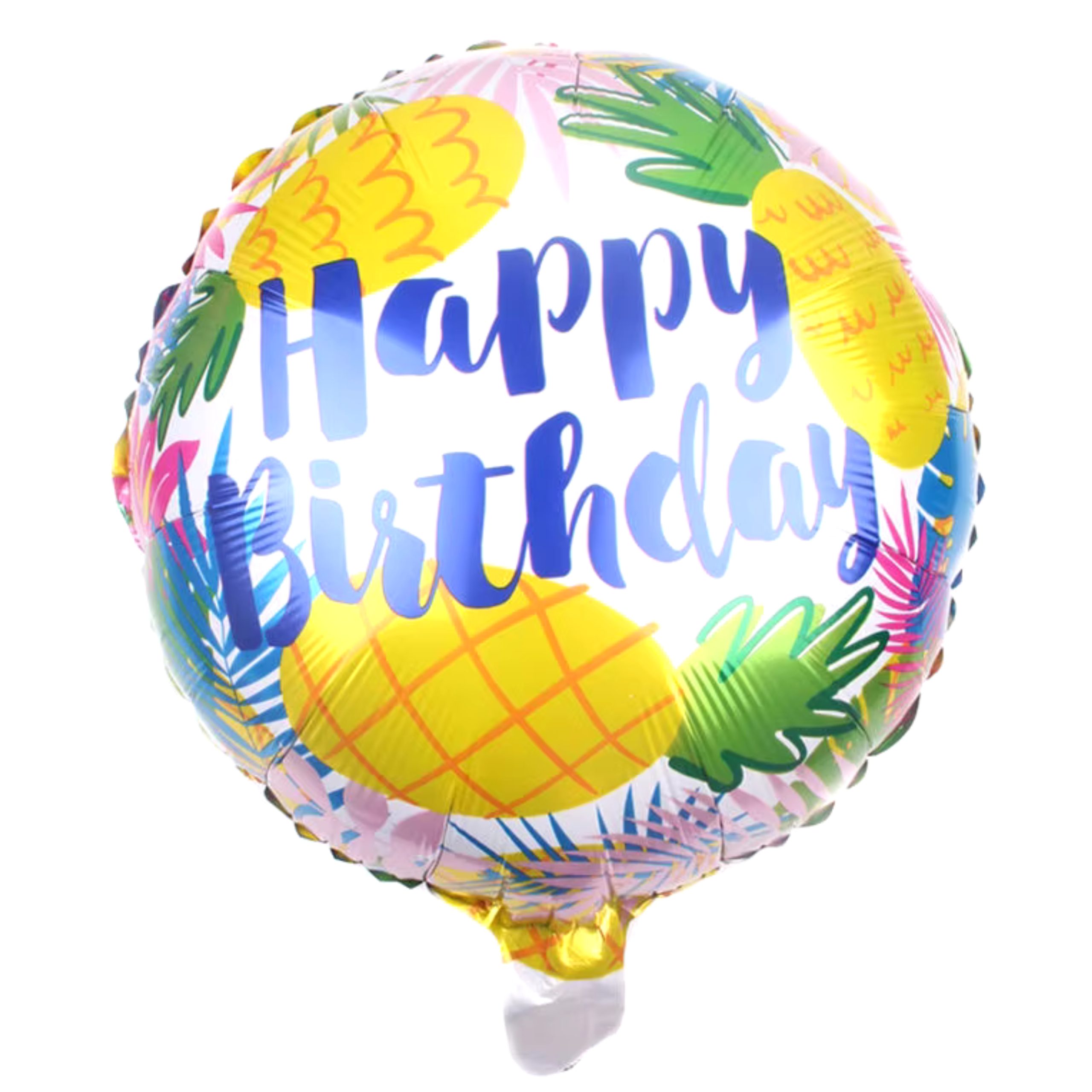 f-9-scaled-1.jpg 18" Round Pineapple Theme "Happy Birthday" Balloon (Unpacked) - Image 1