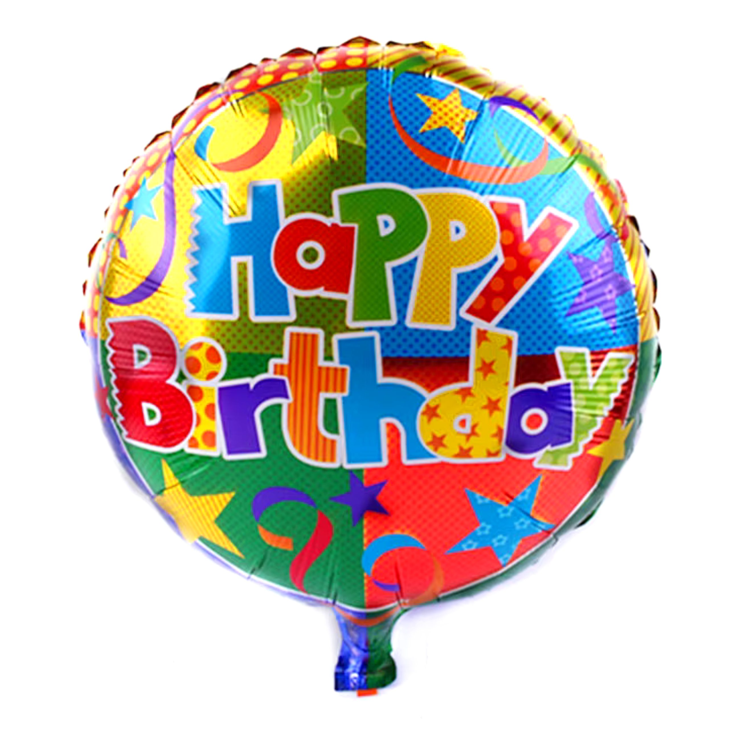 h-1-scaled-1.jpg 18" Multicolor Happy Birthday Round Foil Balloon (Unpacked) - Image 1