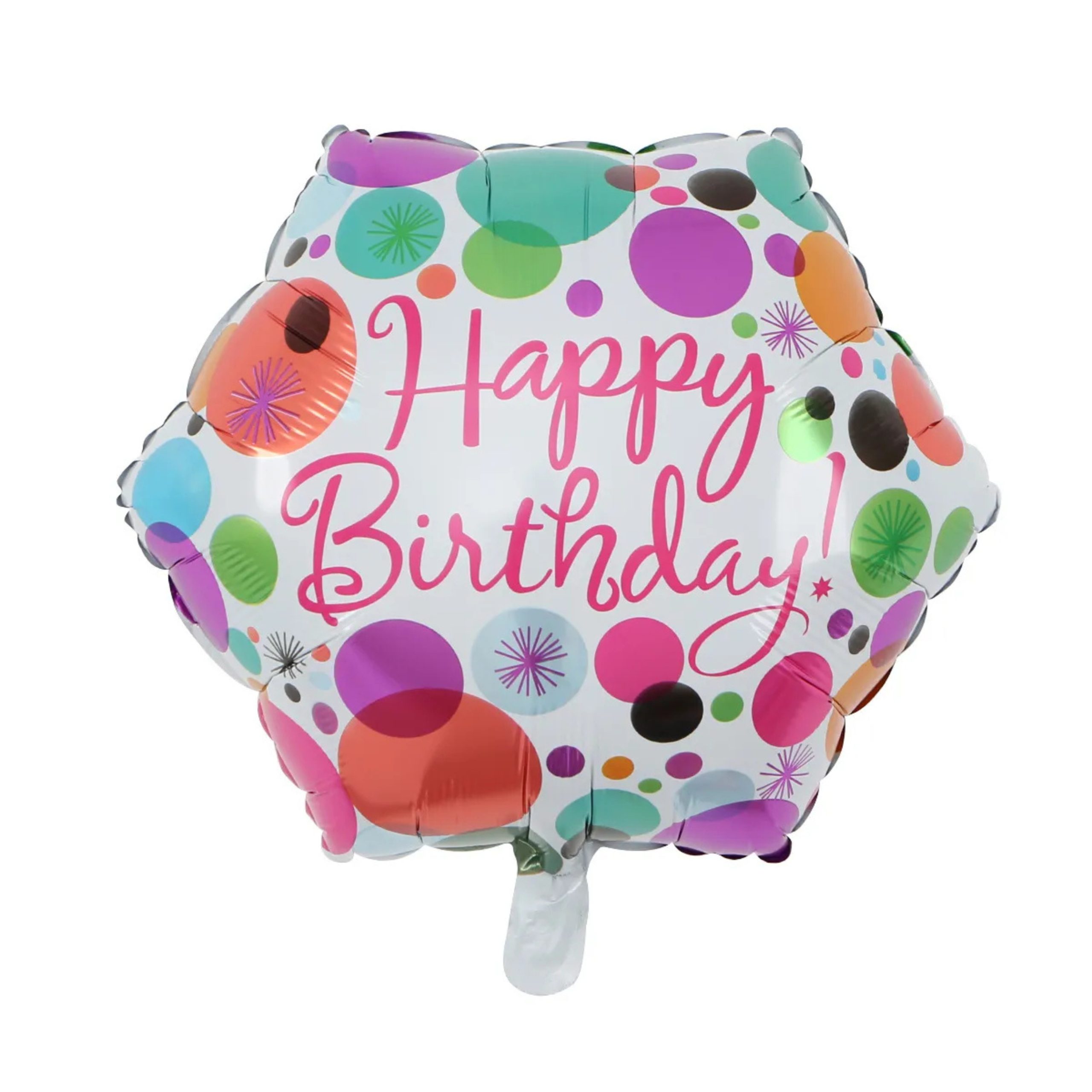 h-7-scaled-1.jpg 18" Colorful Polka Dot Pattern "Happy Birthday" Foil Balloon (Unpacked) - Image 1