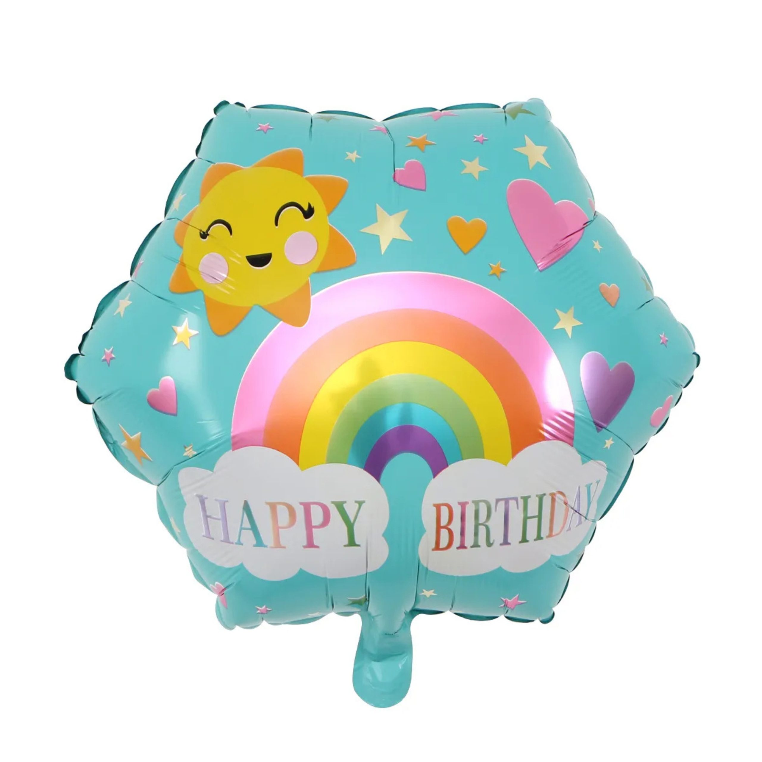 h-8-scaled-1.jpg 18" Hexagonal Rainbow Happy Birthday Foil Balloon (Unpacked) - Image 1