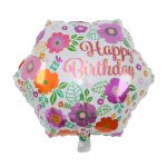 18" Hexagonal Floral Happy Birthday Foil Balloon (Unpacked)