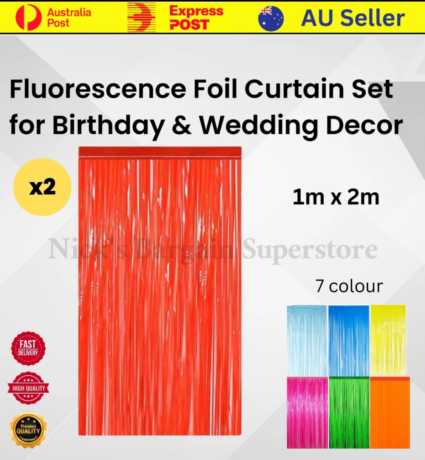 2x Fluorescent Foil Curtain 1x2m Door Birthday Party & Home Decoration Indoor xtradeals 2x Fluorescent Foil Curtain 1x2m Door Birthday Party & Home Decoration Indoor xtradeal