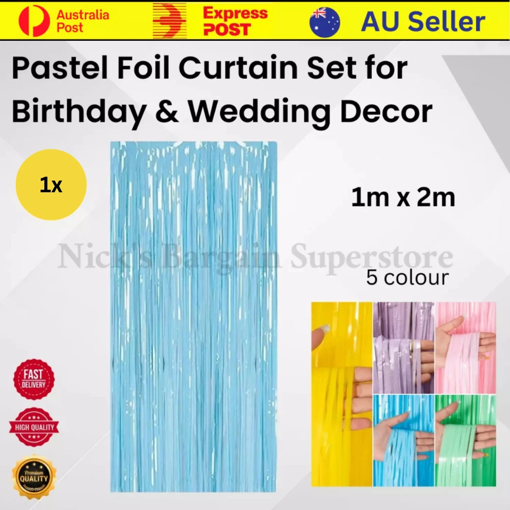 Pastel Foil Curtain 1m2m Door Birthday Wedding Party Home Decoration xtradeal Pastel Foil Curtain 1m2m Door Birthday Wedding Party Home Decoration xtradeal